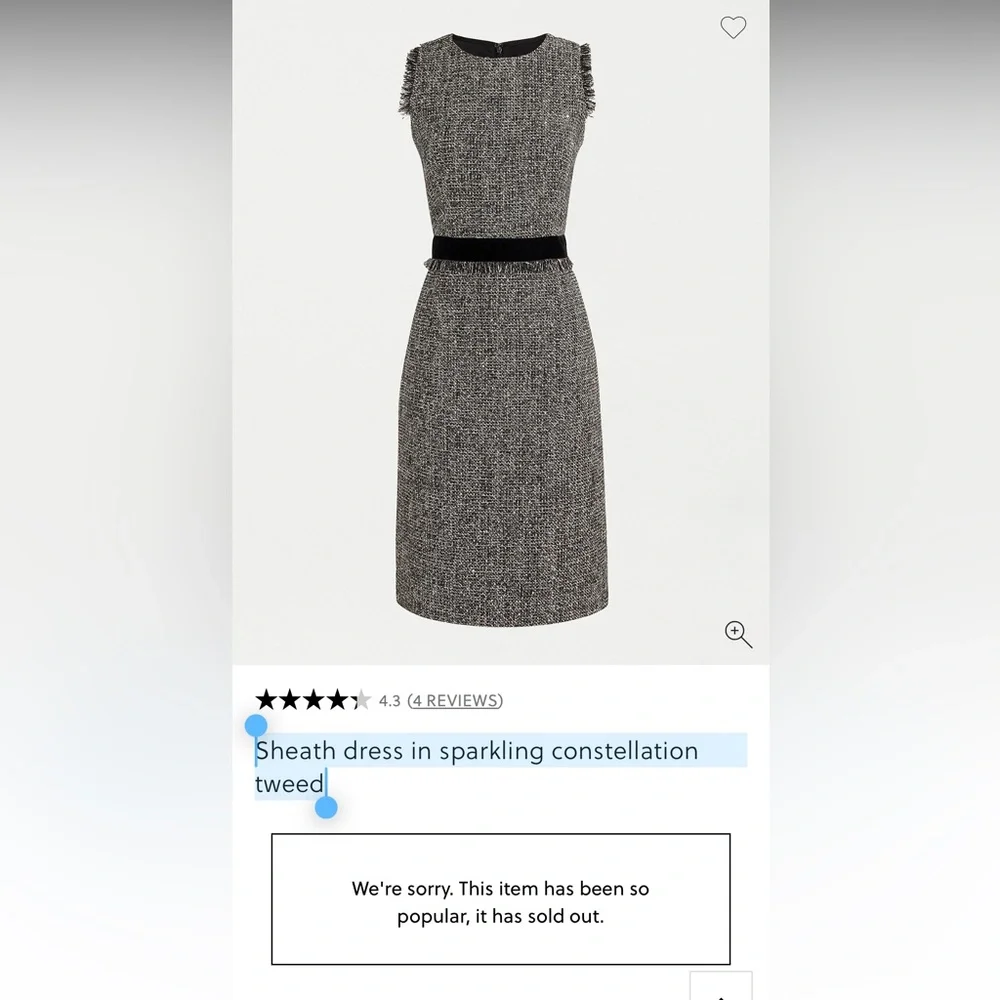 Elegant J.Crew Black & Gray Sheath Sparkling Constellation Tweed Dress dress NWT